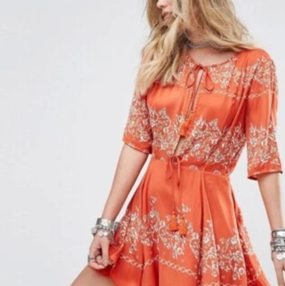 Tularosa Orange Floral Mini Dress